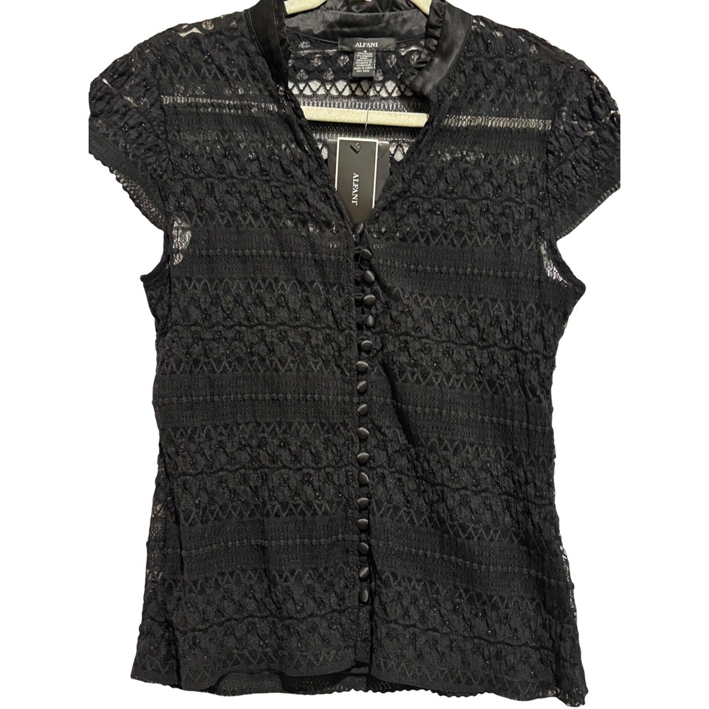 New Babydoll Black Lace mesh Lined Cap Sleeve Top Sz S‎ Whimsigoth coquette work